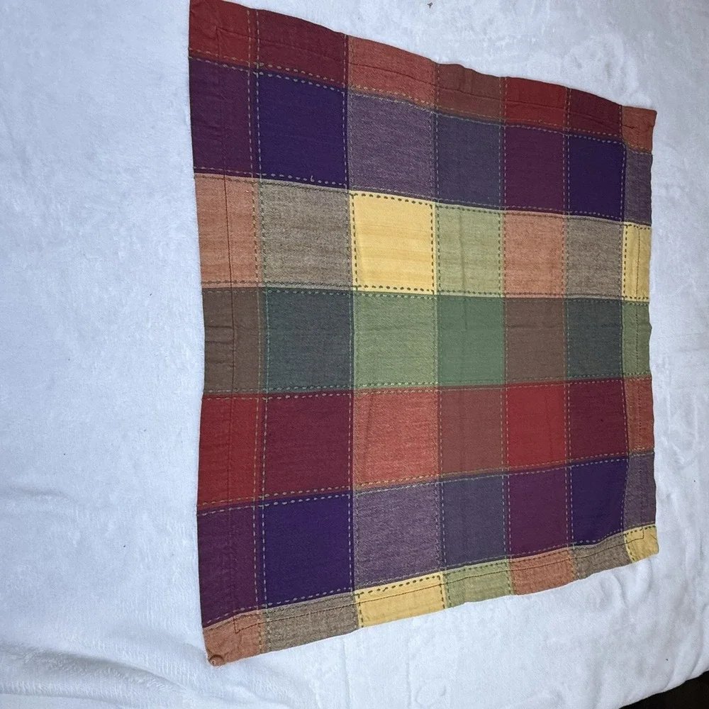 World Market Cloth Napkins Set of 4 Multicolor Plaid 17” Cotton Fall Decor